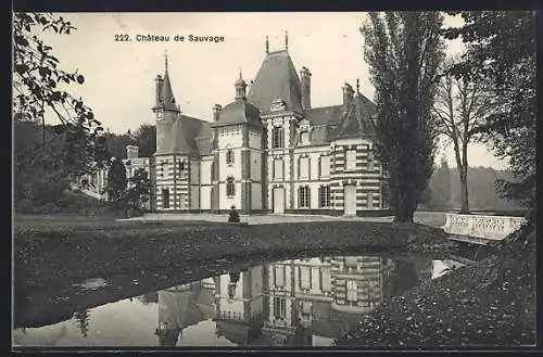 AK Rambouillet, Château de Sauvage et son reflet dans l`étang