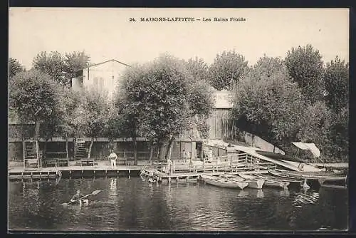 AK Maisons-Laffitte, Les Bains Froids et canoës sur la rivière