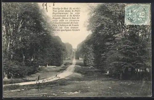 AK Marly-le-Roi, Vue du parc vers la Grille Royale et ruines du château de Louis XIV