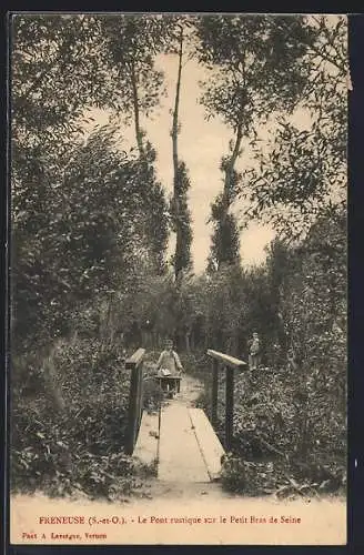 AK Freneuse, Le Pont rustique sur le Petit Bras de Seine