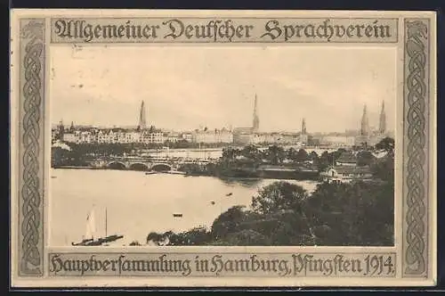 AK Hamburg, Allgemeiner Deutscher Sprachverein, Hauptversammlung 1914, Panoramablick