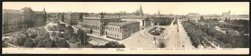 Klapp-AK Wien, Panorama mit K. k. Justizpalast, Schmerling-Platz, Reichsrathsstrasse, Parlamentspalast, Rathaus, etc.