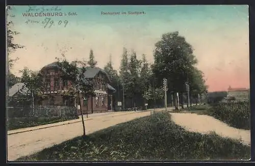 AK Waldenburg i. Schl., Restaurant im Stadtpark