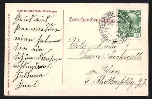 AK Pernersdorf, Platz mit Kirchturm