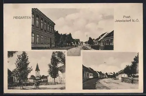 AK Jetzelsdorf /N.-Ö., Partie mit Kirche und Blick in eine Strasse