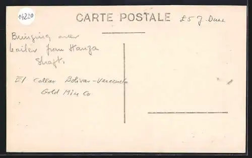 Foto-AK El Callao, Goldmine, Installierung eines Boilers