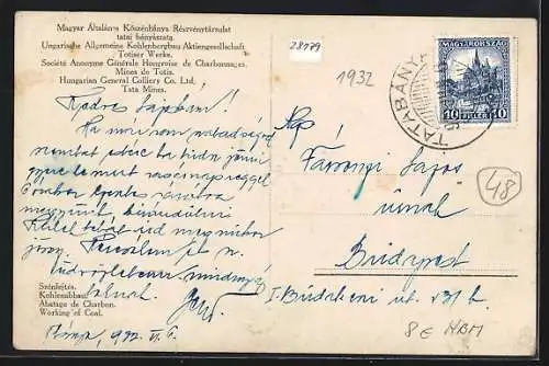 AK Tatabánya, Ungarische Allgemeine Kohlenbergbau AG, Totiser Werke, Bergmänner beim Kohlenabbau