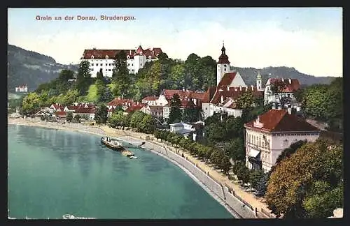 AK Grein a. d. Donau, Panorama Strudengau