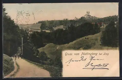 AK Linz, Blick zum Pöstlingberg