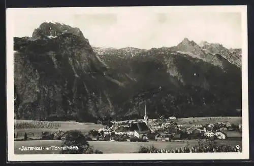 AK Abtenau, Ortsansicht mit Tennengebirge