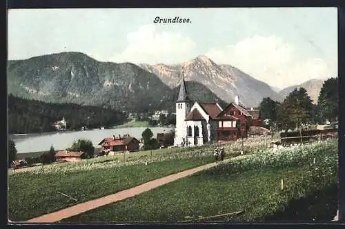 AK Grundlsee, Partie mit Kirche