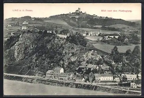 AK Linz a. d. Donau, Blick nach dem Pöstlingberg