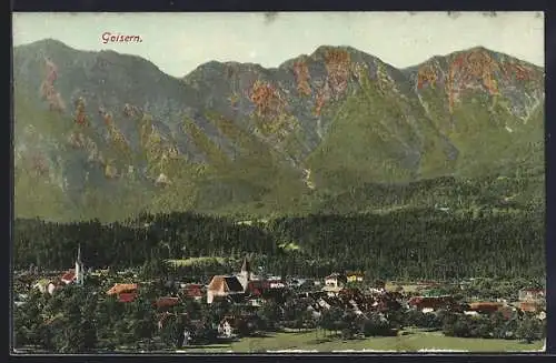 AK Goisern, Ortsansicht von einen Berg aus