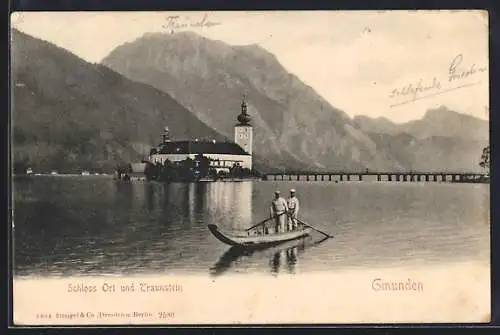 AK Gmunden, Schloss Ort und Traunstein