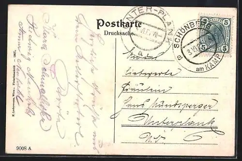 AK Schönberg am Kamp, Totalansicht von einen Berg aus