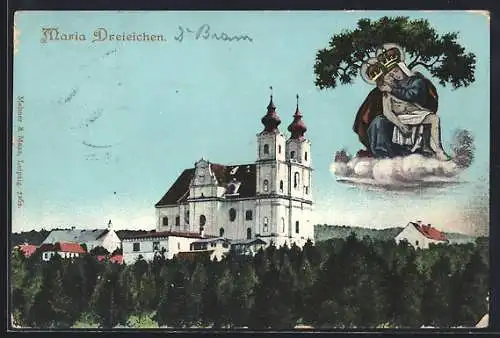 AK Maria Dreieichen, Blick auf die Kirche