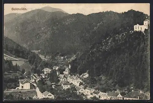 AK Gutenstein, Gesamtansicht von einen Berg aus