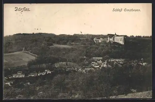 AK Dörfles, Blick zum Schloss Ernstbrunn