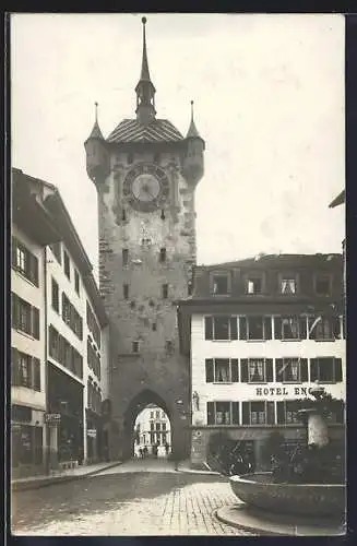 AK Baden, Strassenpartie mit Hotel Engel