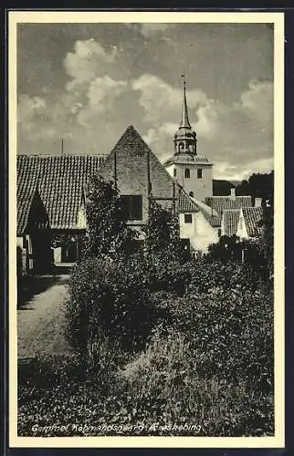 AK Aerösköbing, Pileboekken, Strassenpartie mit Kirche