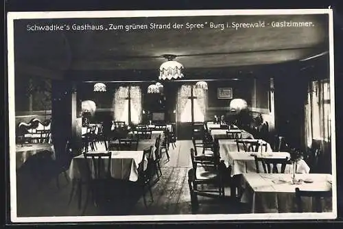 Foto-AK Burg i. Spreewald, Schwadtke`s Gasthaus Zum grünen Strand der Spree