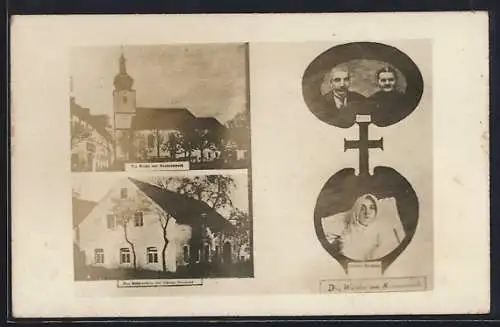 AK Konnersreuth, Kirche, Geburtshaus und Portrait von Therese Neumann