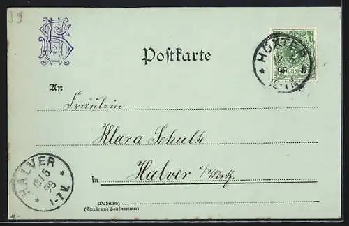 Mondschein-AK Höxter, Totalansicht aus der Vogelschau