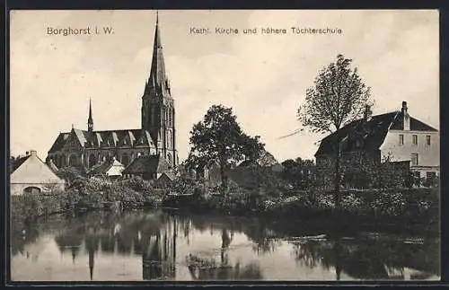 AK Borghorst i. W., Kath. Kirche und höhere Töchterschule