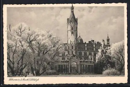 AK Schwerin /Meckl., Schloss im Winter