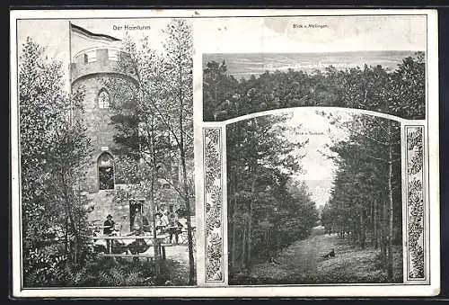 AK Mellingen, Hainturm mit Cafe, Blick nach dem Ort, Taubach