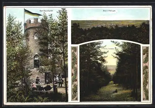 AK Mellingen, Hainturm mit Cafe, Blick nach dem Ort, Taubach