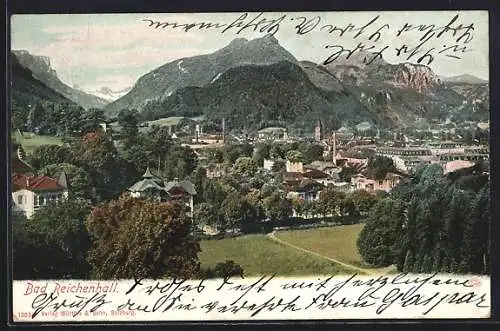 AK Bad Reichenhall, Totalansicht von einen Berg aus