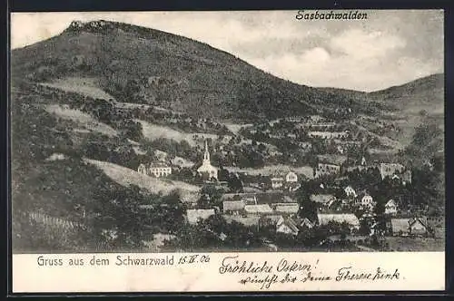 AK Sasbachwalden /Schwarzwald, Totalansicht aus der Vogelschau