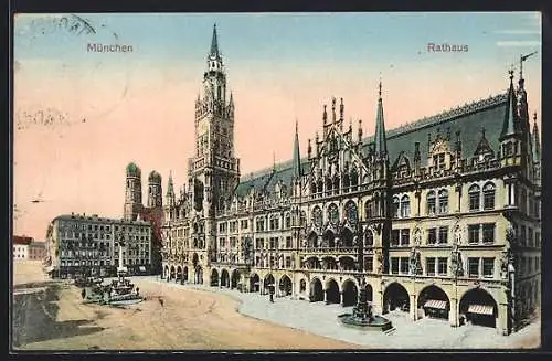 AK München, Blick auf das Rathaus