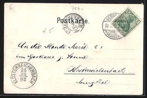 AK Gernsbach im Schwarzwald, Ortsansicht von Westen