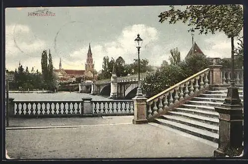 AK Konstanz, Flusspartie mit Brücke