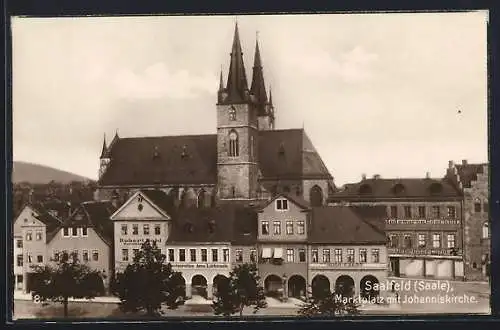 AK Saalfeld /S., Marktplatz mit Johanniskirche