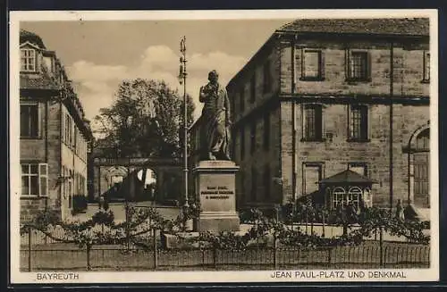 AK Bayreuth, Ansicht Jean Paul-Platz und Denkmall