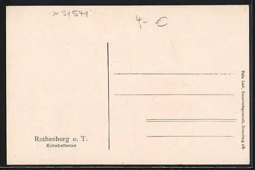 AK Rothenburg o. T., Das Kobolzellertor