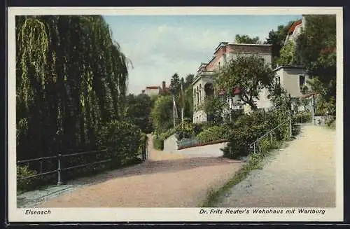 AK Eisenach, Dr. Fritz Reuters Wohnhaus mit Wartburg