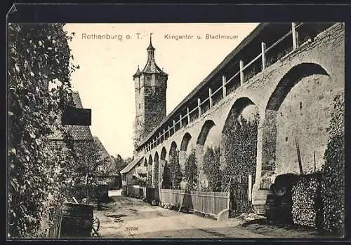 AK Rothenburg o. T., Klingentor und Stadtmauer