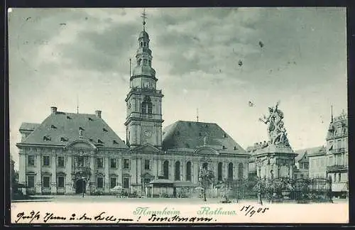 AK Mannheim, Rathaus mit Denkmal