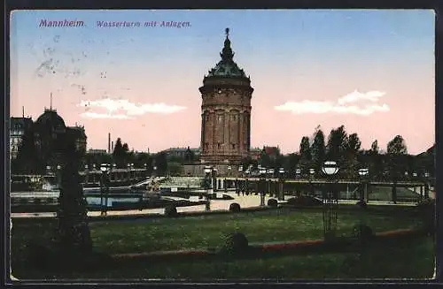 AK Mannheim, Wasserturm mit Anlagen