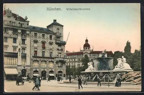 AK München, Partie am Wittelsbachbrunnen