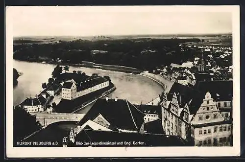 AK Neuburg a. D., Blick zur Leopoldineninsel und Engl. Garten