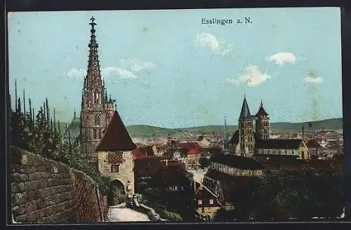 AK Esslingen a. N., Stadtkern mit Kirchen