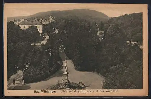 AK Bad Wildungen, Blick auf den Kurpark und das Waldhaus