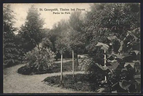 AK Thuine bei Freren, St. Georgstift, Partie im Park