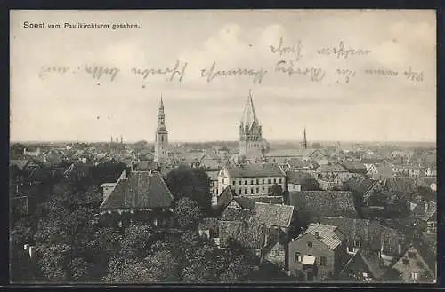 AK Soest, Ortsansicht vom Paulikirchturm