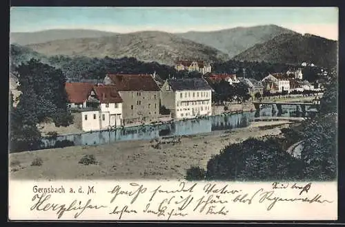 AK Gernsbach a. d. M., Blick auf die Stadt, Brücke über die Murg